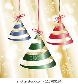 New Year Theme. Card with New Year's bells on gold background. Grouped for easy editing. Perfect for invitations or announcements.