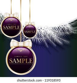 Tema De Año Nuevo. Tarjeta con motivos de Año Nuevo sobre fondo azul oscuro. Agrupado para una edición sencilla. Perfecto para invitaciones o anuncios.