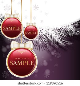 New Year Theme. Card with New Year's motives on Purple Background. Grouped for easy editing. Perfect for invitations or announcements.