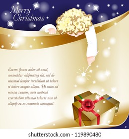 New Year Theme. Christmas card with an angel on Blue Background. Grouped for easy editing. Perfect for invitations or announcements.