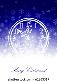 New year theme with vintage clock and snowflakes