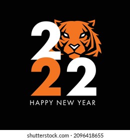 New Year of the Tiger, 2022. Tiger head silhouette drawing. Greeting card, poster, illustration for printing on T-shirts, textiles and souvenirs, tatty. Vector illustration