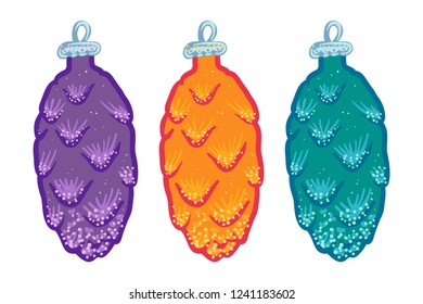 New Year toy decoration on the Christmas tree typographic emblem. Vector design Usable for banners, greeting cards gifts etc.