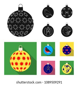 New Year Toys black, flat icons in set collection for design.Christmas balls for a treevector symbol stock web illustration.
