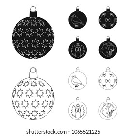 New Year Toys black,outline icons in set collection for design.Christmas balls for a treevector symbol stock web illustration.