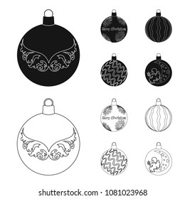 New Year Toys black,outline icons in set collection for design.Christmas balls for a tree vector web symbol stock illustration.