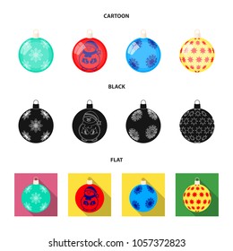 New Year Toys cartoon,black,flat icons in set collection for design.Christmas balls for a treevector symbol stock web illustration.