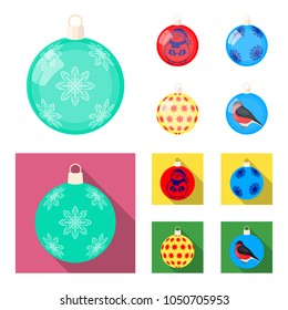 New Year Toys cartoon,flat icons in set collection for design.Christmas balls for a treevector symbol stock web illustration.