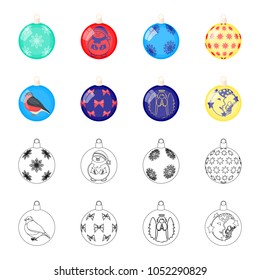 New Year Toys cartoon,outline icons in set collection for design.Christmas balls for a treevector symbol stock web illustration.