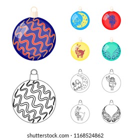 New Year Toys cartoon,outline icons in set collection for design.Christmas balls for a treevector symbol stock web illustration.