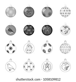 New Year Toys outline,monochrome icons in set collection for design.Christmas balls for a treevector symbol stock web illustration.