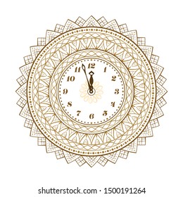 New Year tracery vector clock illusreztion.