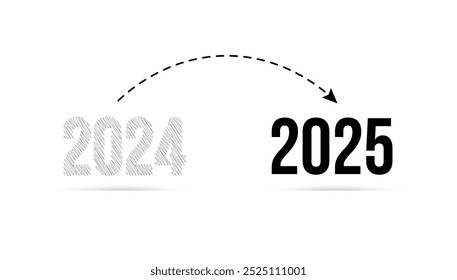  New year transition concept banner design movement from 2024 to 2025 concept graphic design jump from 2024 to 2025 graphic journey from 2024 to 2025 arrow moving from 2024 to 2025 illustration