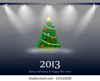 New Year tree 2013 in the light of searchlights