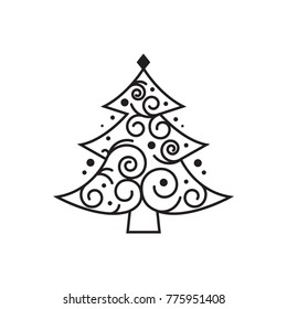 New Year tree. Abstract vector  shape. Festive decoration for your design.
