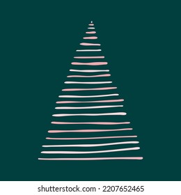 New year tree. Christmas pine vector. Hand drawn xmas silhouette. Abstract cute cedar illustration. Modern minimal stylized concept. Traingle doodle sign. Fir clipart. Square paint