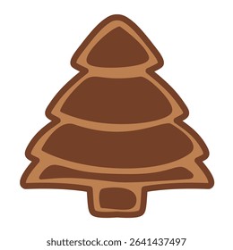 new year tree cookie with rich chocolate drizzle, festive vector art