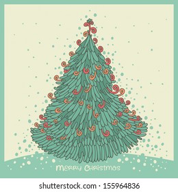 New Year tree. Cute Christmas card.