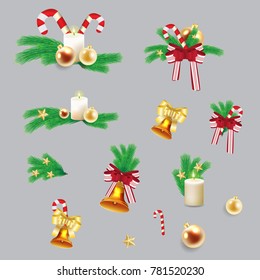 New year tree decoration. Set vector stock.
