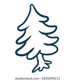 new year tree in doodle style in vector. template for greeting card design sticker poster