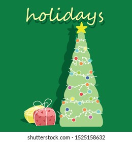 new year tree and gifts boxes 