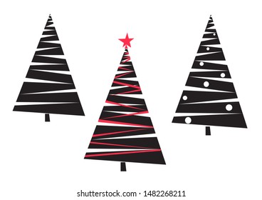 
New Year tree, New Year holiday, geometric elements.
