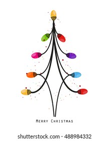New year tree made of colorful light bulb vector illustration 