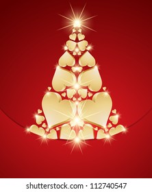 New Year tree made with hearts