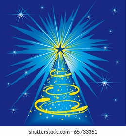New Year tree on a dark blue background