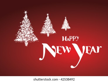 New year tree on the red gradient background