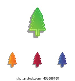 New year tree sign. Colorfull applique icons set.