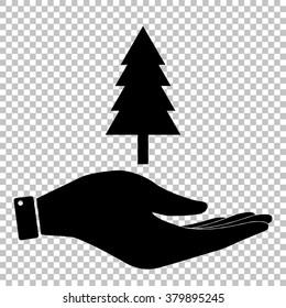 New year tree sign. Flat style icon vector illustration.