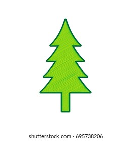 New year tree sign. Vector. Lemon scribble icon on white background. Isolated