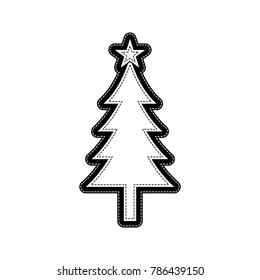New year tree sign. Vector. Flat style black icon on white.