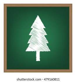 New year tree sign. White chalk effect on green school board.