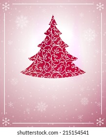 New year tree with snowflakes pink vitage vintage background vector