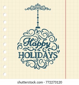New Year Tree Toy ball of Swirls: Elegant Classic Design on paper