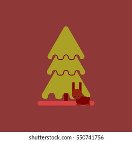new year tree Vector illustration christmas tree and rabbit