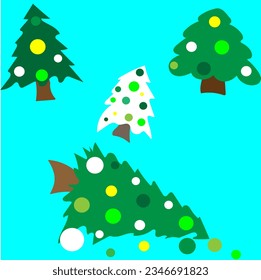  New Year trees 202 cheerful beautiful green white color light green holiday
