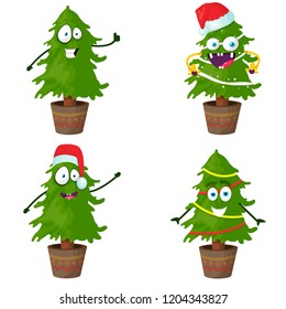 New Year trees, set