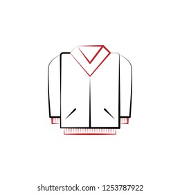 New year trip, coat 2 colored line icon. Simple hand drawn color element illustration. coat outline symbol design from camping set New year trip