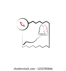 New year trip, map 2 colored line icon. Simple hand drawn color element illustration. map outline symbol design from camping set New year trip