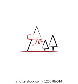 New year trip, mountains 2 colored line icon. Simple hand drawn color element illustration. mountains outline symbol design from camping set New year trip