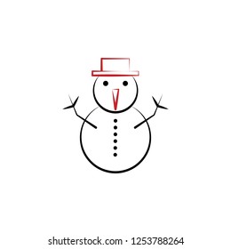 New year trip, snowman 2 colored line icon. Simple hand drawn color element illustration. snowman outline symbol design from camping set New year trip