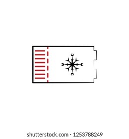 New year trip, ticket 2 colored line icon. Simple hand drawn color element illustration. ticket outline symbol design from camping set New year trip