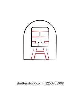 New year trip, train 2 colored line icon. Simple hand drawn color element illustration. train outline symbol design from camping set New year trip