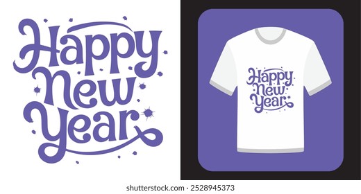 New Year T-shirt Design Eve in Silhouette