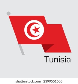 New Year with TUNISIA flag vector design. Waving flag banner style. Vector illustration, Eps 10