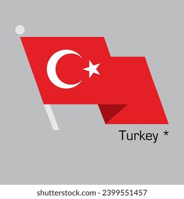 New Year with TURKEY flag vector design. Waving flag banner style. Vector illustration, Eps 10