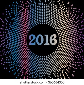 New Year two thousand and sixteen, vector, disco gradient